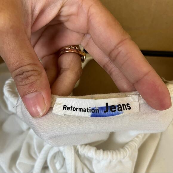 Reformation Nina Ruched Bodysuit in White Large - Picture 11 of 12